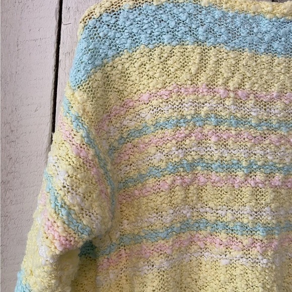 Vintage 80s Pastel Yellow Fairy Kei Boucle Blouson Sweater by Here’s A Hug M/L - Picture 13 of 13